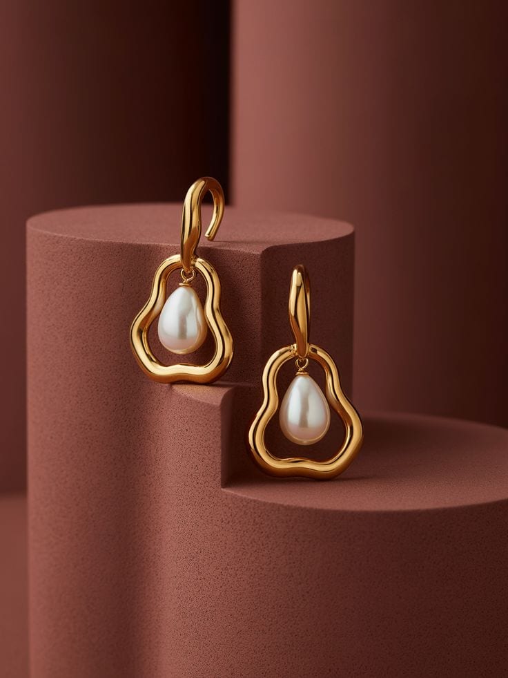 Boucles d'oreilles en or ornées d'une perle